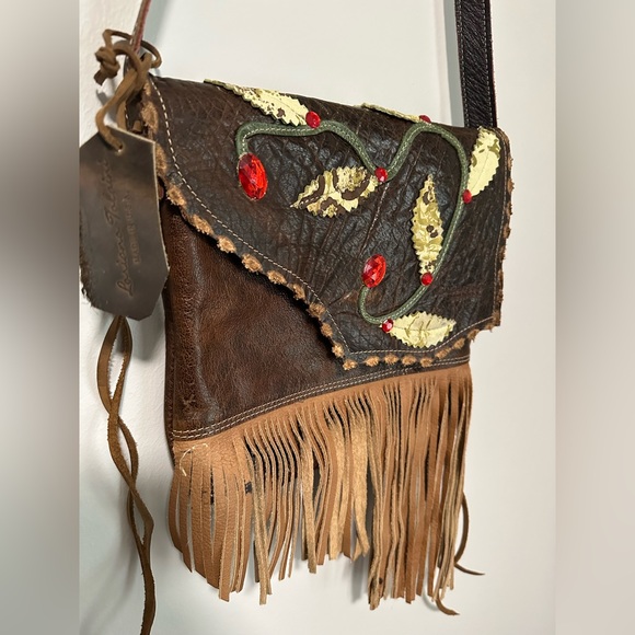 Loriano Tolaini Handmade Leather Boho Bag with Fringe and Embellishments - Picture 1 of 17